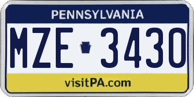PA license plate MZE3430
