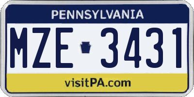 PA license plate MZE3431
