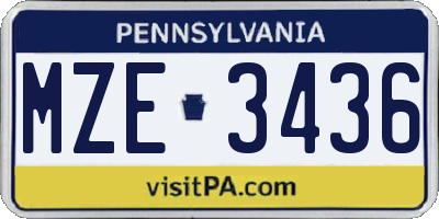 PA license plate MZE3436