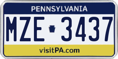 PA license plate MZE3437