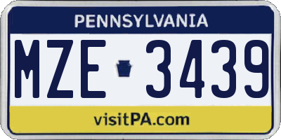 PA license plate MZE3439