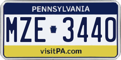 PA license plate MZE3440