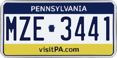 PA license plate MZE3441