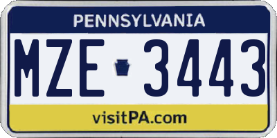 PA license plate MZE3443