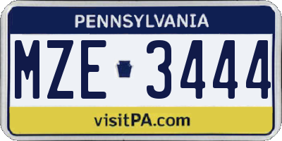 PA license plate MZE3444