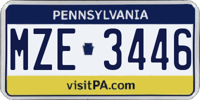 PA license plate MZE3446