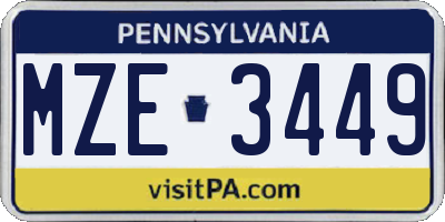 PA license plate MZE3449