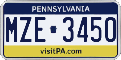 PA license plate MZE3450