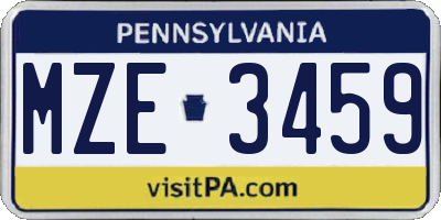PA license plate MZE3459