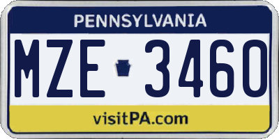 PA license plate MZE3460