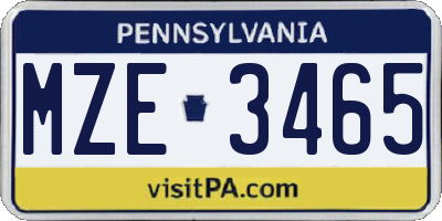 PA license plate MZE3465