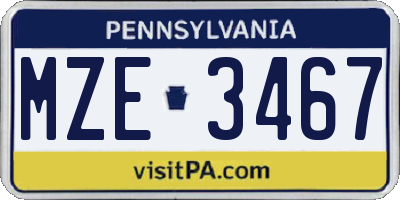 PA license plate MZE3467