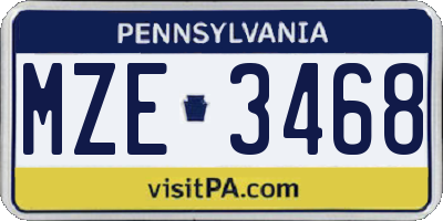 PA license plate MZE3468