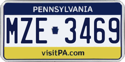 PA license plate MZE3469