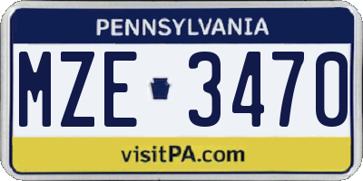 PA license plate MZE3470