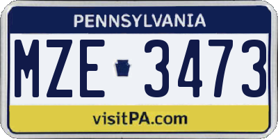 PA license plate MZE3473