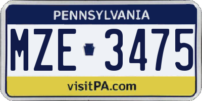 PA license plate MZE3475