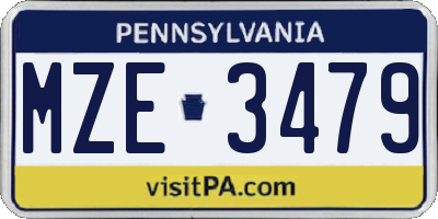 PA license plate MZE3479