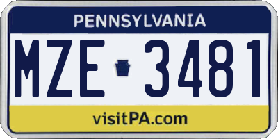 PA license plate MZE3481