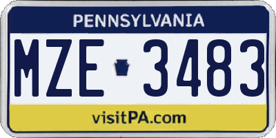 PA license plate MZE3483