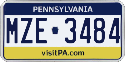 PA license plate MZE3484