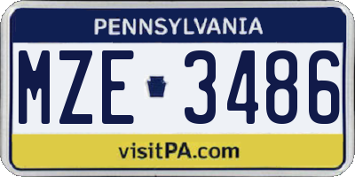 PA license plate MZE3486
