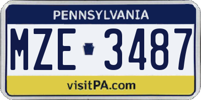 PA license plate MZE3487