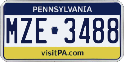 PA license plate MZE3488