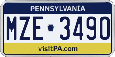 PA license plate MZE3490