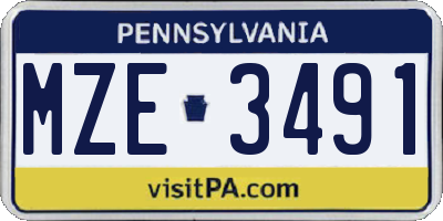 PA license plate MZE3491