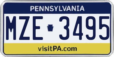 PA license plate MZE3495