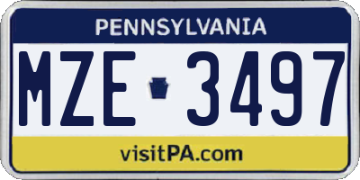 PA license plate MZE3497