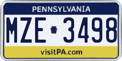 PA license plate MZE3498