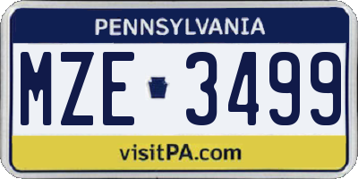PA license plate MZE3499