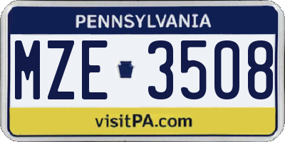 PA license plate MZE3508