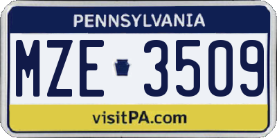 PA license plate MZE3509