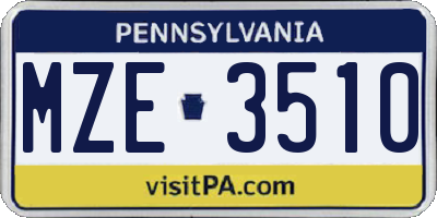PA license plate MZE3510