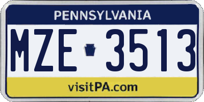 PA license plate MZE3513
