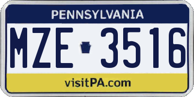 PA license plate MZE3516