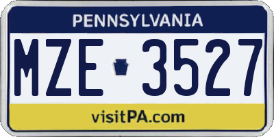 PA license plate MZE3527