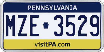 PA license plate MZE3529