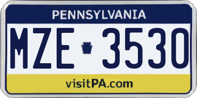 PA license plate MZE3530