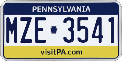 PA license plate MZE3541