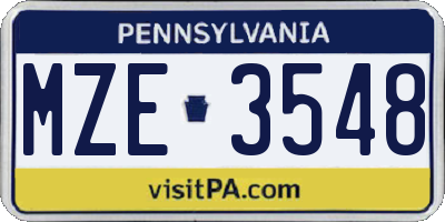 PA license plate MZE3548