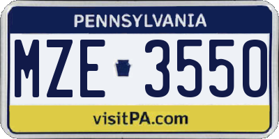 PA license plate MZE3550