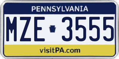 PA license plate MZE3555