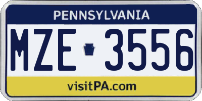 PA license plate MZE3556