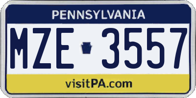 PA license plate MZE3557