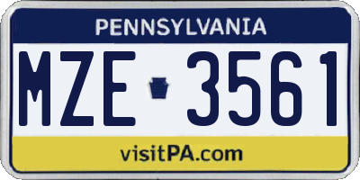 PA license plate MZE3561