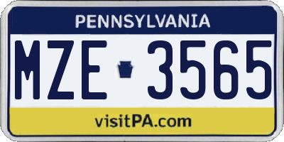 PA license plate MZE3565